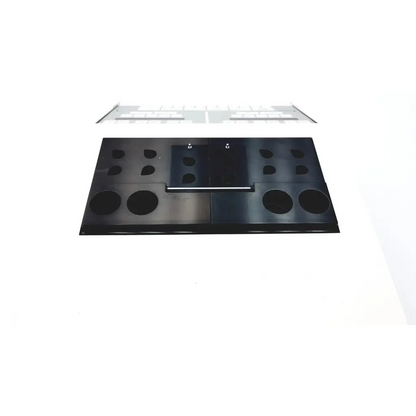 Black glass-top electric cooktop with multiple burners and central griddle for coagulation analyzer 069xm0486 use