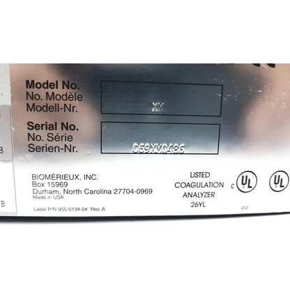 Biomerieux coag-a-mate model xm coagulation analyzer 069xm0486 with white label showing model and serial numbers