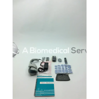 Gray and black bioness h200 wireless h2w-5500 system kit with cables power adapter and adhesive pads for right large use