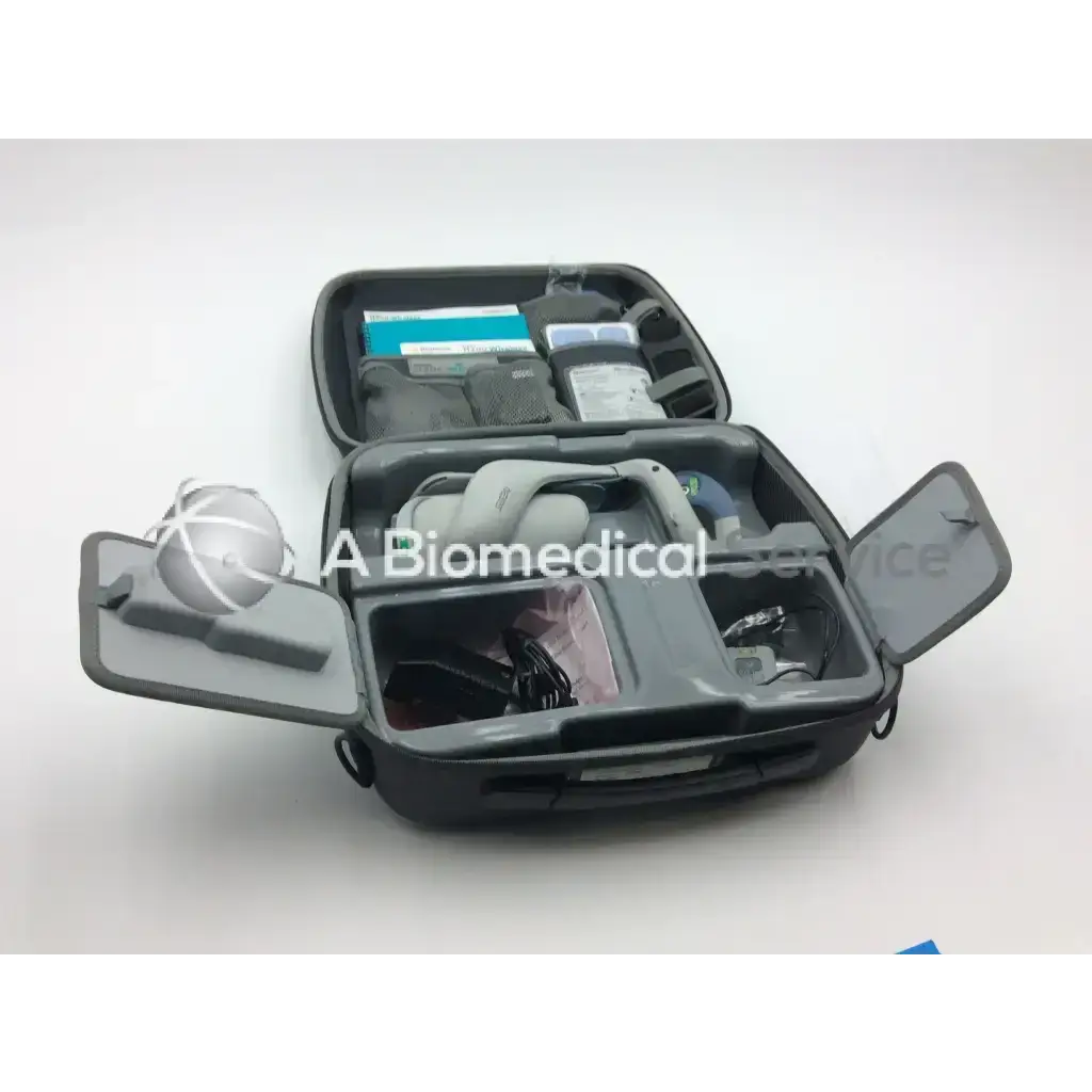 Gray hard-shell h2w-5500 bioness h200 wireless case with molded compartments and soft interior lining for secure storage
