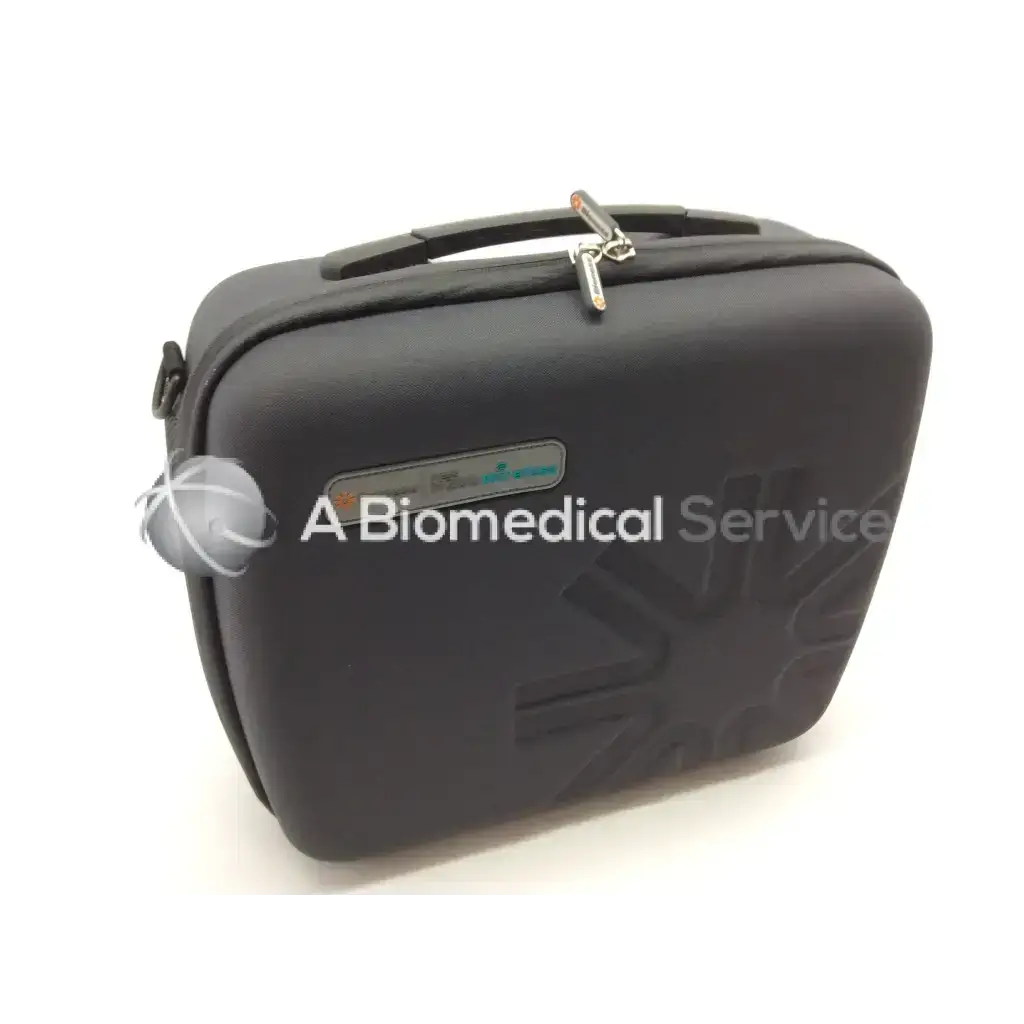 Black hard-shell carrying case with silver zipper and embossed logo for bioness h200 wireless h2w-5500 kit large