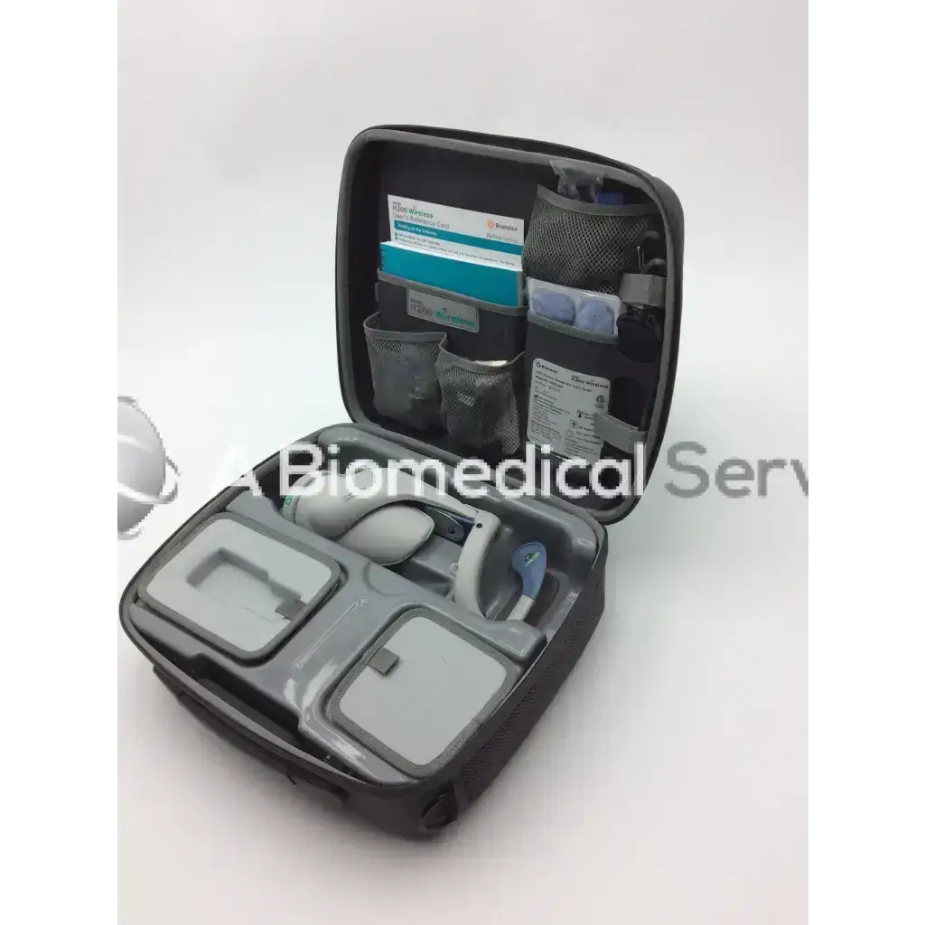Gray and black medical equipment case with organized compartments for bioness h200 wireless h2w-5500 diagnostic tools