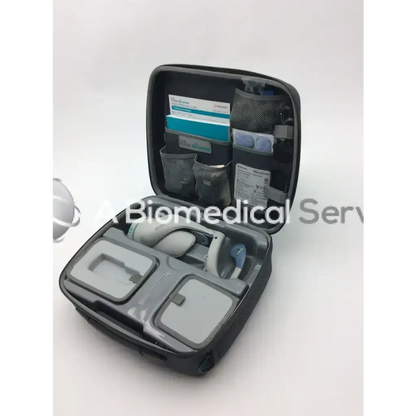 Black and gray travel case with bioness h200 wireless system kit h2w-5500 and thebreathe cpap machine accessories
