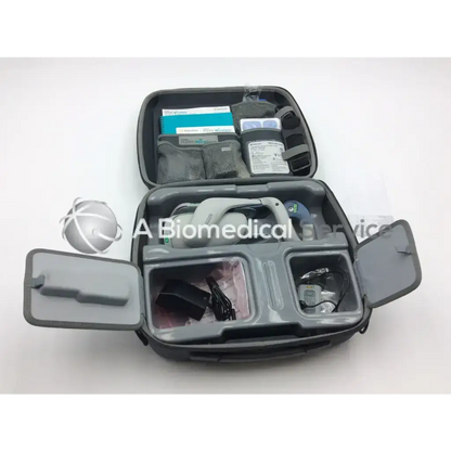 Gray medical equipment case with organized compartments for bioness h200 wireless system kit h2w-5500 right large