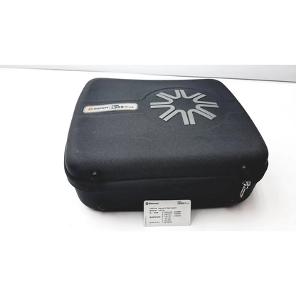 Black sionex e3bo plus hard-shell carrying case with silver starburst logo for bioness l300 plus thigh cloth electrodes