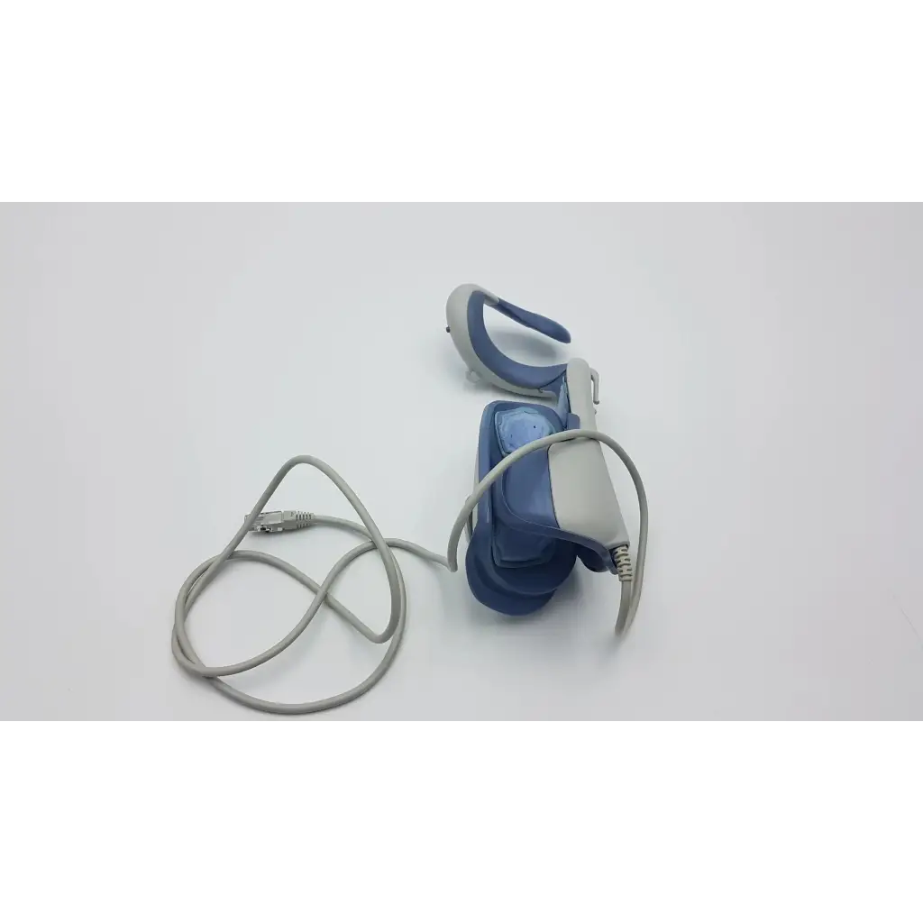 Blue and gray medical-grade bioness ness h200 large cervical traction device with coiled power cord for hand rehabilitation muscle stimulation