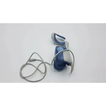 Blue and gray medical-grade bioness ness h200 large cervical traction device with coiled power cord for hand rehabilitation muscle stimulation