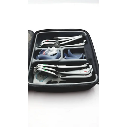 Black zippered carrying case with organized medical laryngoscopes for bioness ness h200 wireless rehabilitation system