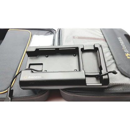 Black bioness ness h200 wireless rehabilitation muscle stimulator system with sleek rectangular design and integrated cable
