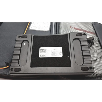 Black plastic bioness ness h200 wireless rehabilitation muscle stimulator tool with textured grips and white model label