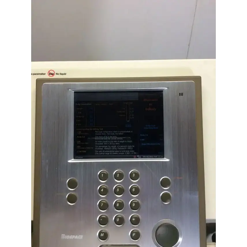 Silver metallic keypad security panel with digital display on biospace inbody 720 body composition analyzer