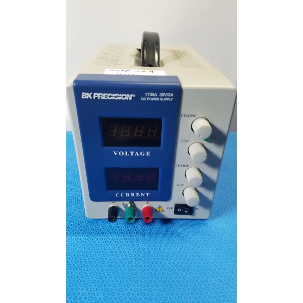 Blue and beige bk precision 1735a 30v digital dc power supply with digital voltage and current displays for precision use