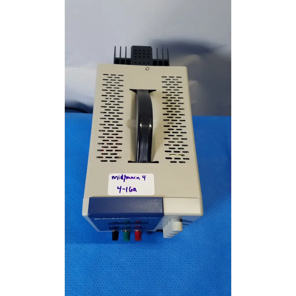 Beige and blue bk precision 1735a 30v digital dc power supply with black handle labeled midjourney 4 4-16a