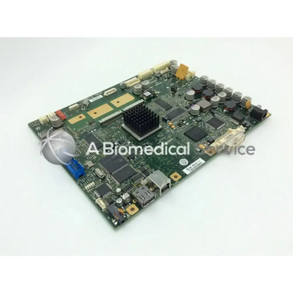 Green circuit board with black integrated circuits silver capacitors and heat sink from borco mdcg monitor k750216