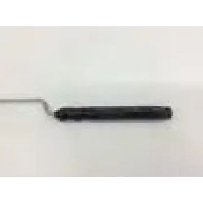 Black-handled paint roller with metallic curved frame shown with boston scientific 1564-00 endosurgical bayonet surgical knife