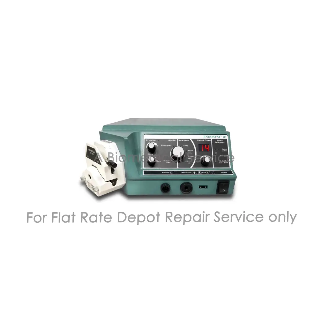 Teal boston scientific endostat iii dental handpiece with white attachment and control panel for medical equipment repair service
