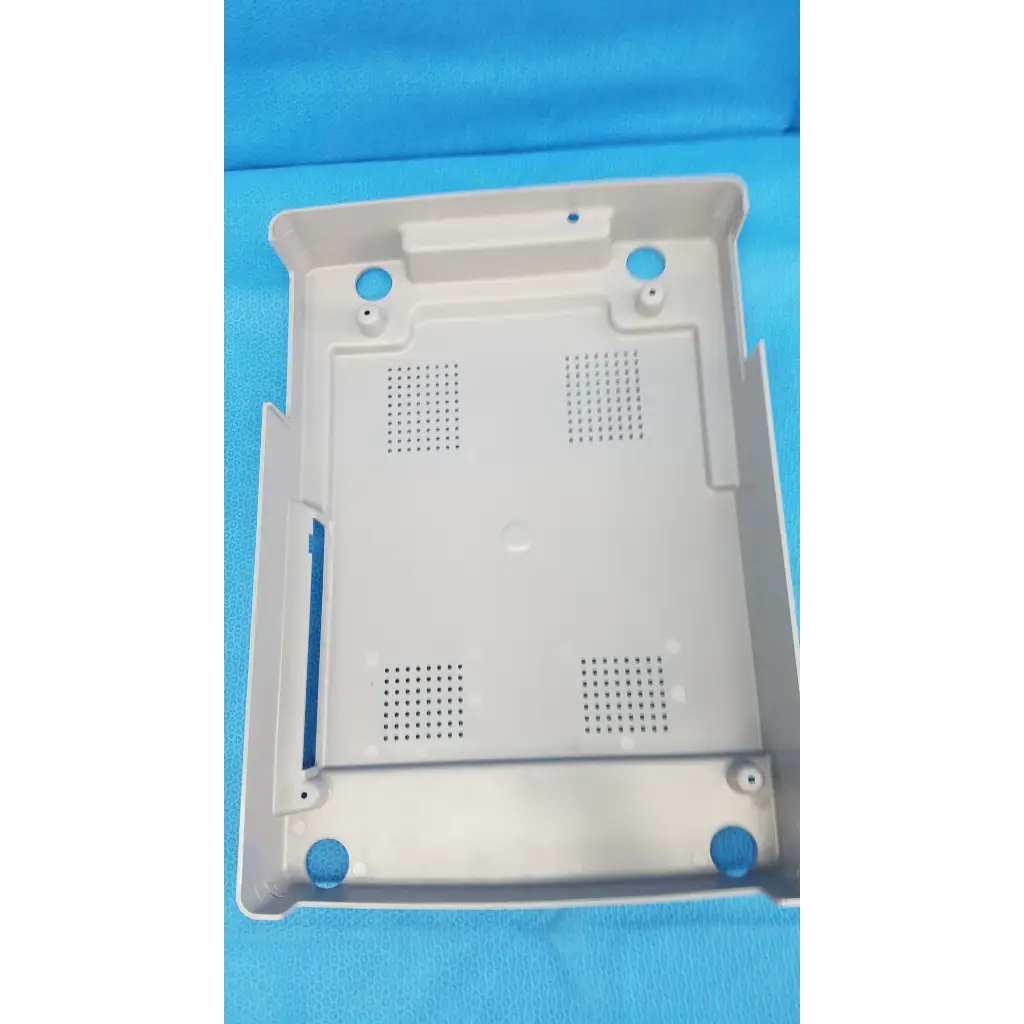 White base shroud plastic cover panel with blue feet and ventilation for trc-nw6s retinal camera bottom casing