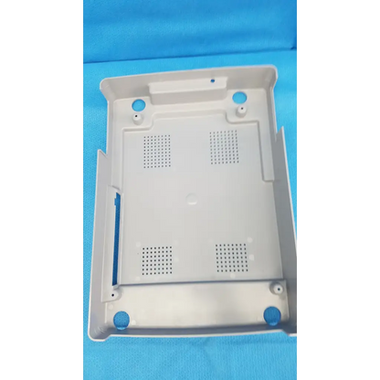 White base shroud plastic cover panel with blue feet and ventilation for trc-nw6s retinal camera bottom casing