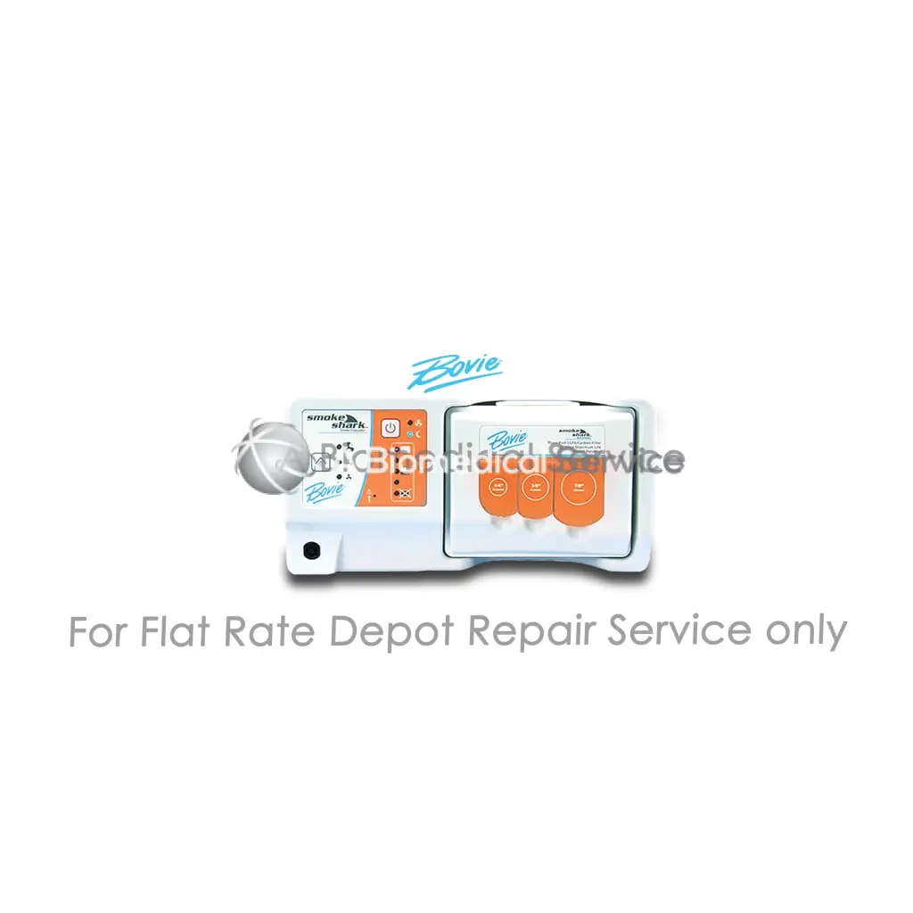White and orange bovie aaron smoke shark ii medical device with three circular control buttons for repair service