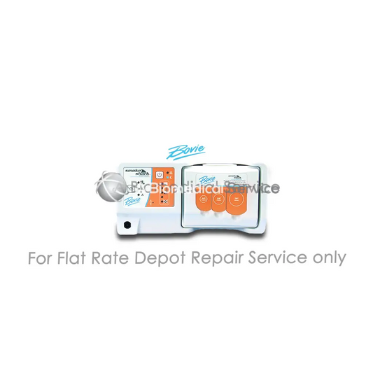 White and orange bovie aaron smoke shark ii medical device with three circular control buttons for repair service