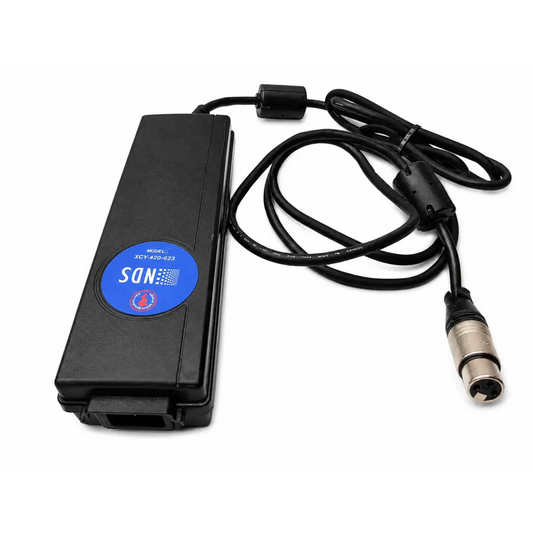Black sdn xcy-420-823 medical power supply with coiled cable and silver xlr connector for biomed use