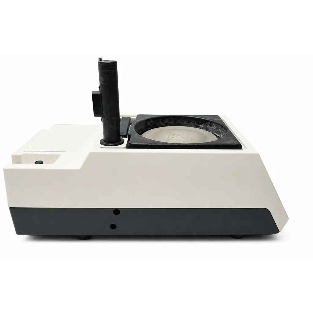 White and black biomed certified variable speed grinder-polisher with circular stage and vertical column for lab use