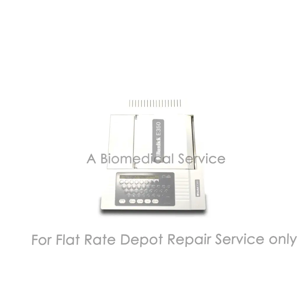 White and gray burdick e350 ekg medical equipment with keypad and display screen for repair service use