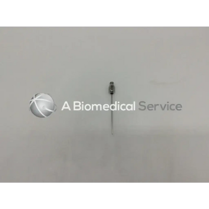 A metallic byron col-117 infiltration cannula with a threaded cylindrical hub and slender shaft for medical use