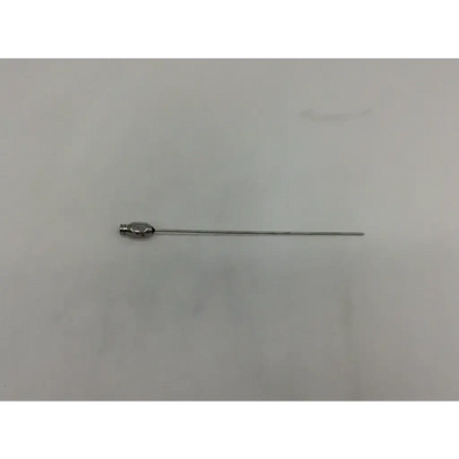 A sleek metallic coleman infiltration style cannula with a threaded head and slender shaft for liuposuction use
