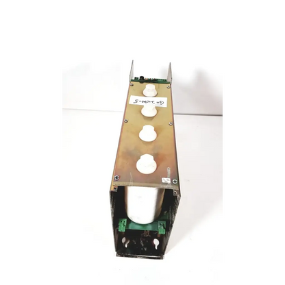 Metallic rectangular bystronic module vm 50a with three white knobs and cylindrical component for 50a 300v power supply