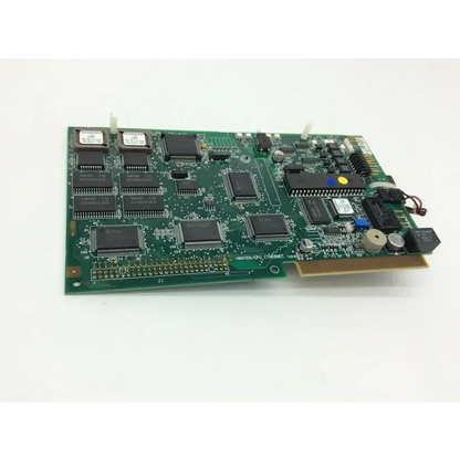 Green printed circuit board with black integrated circuits in e15578600a 158at master cpu ethernet card T104537