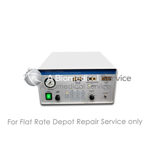 White rectangular Cabot Medical System 3000 medical equipment with blue label and control panel for flat-rate repair service