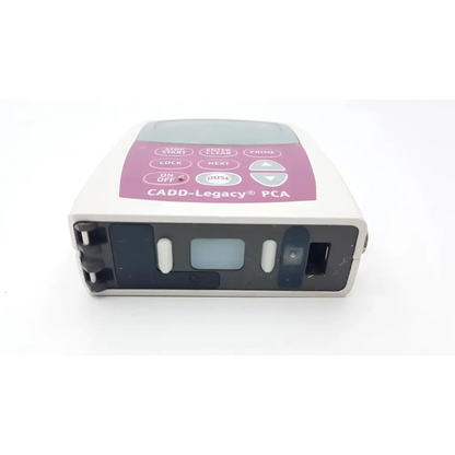 White and purple cadd-legacy 6300 pump ac5-376 2923sm with digital display buttons and medication port slots