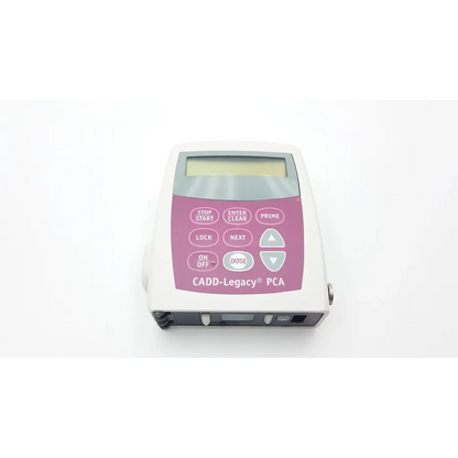 White plastic cadd-legacy 6300 pump ac5-376 2923sm with pink control panel lcd screen and labeled buttons