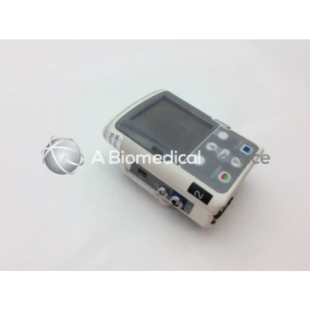 White medical cadd solis vip 2120 infusion pump with gray touchscreen and multiple colored buttons for precise dosing