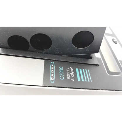 Black cadex c7200 battery analyzer with matte finish and teal branding for precise battery testing and analysis