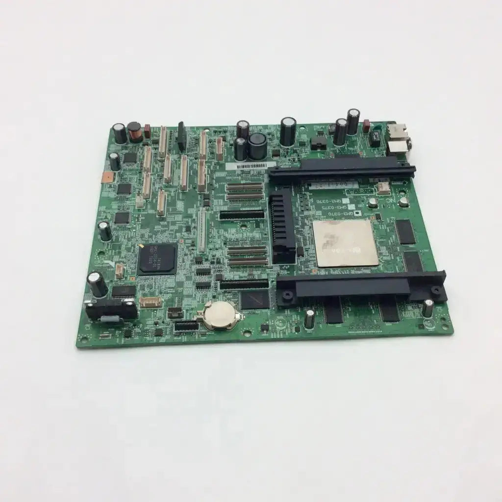 Green main board with black capacitors silver connectors and processor socket for canon image prograf ipf-5000 main board