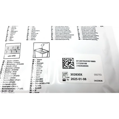 White medical device label with black text qr code and expiration date for cardinal health medi trace cadence 2277OR