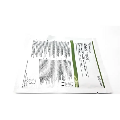 White plastic package of cardinal health medi trace cadence adult multi-function defibrillation electrodes 2277or