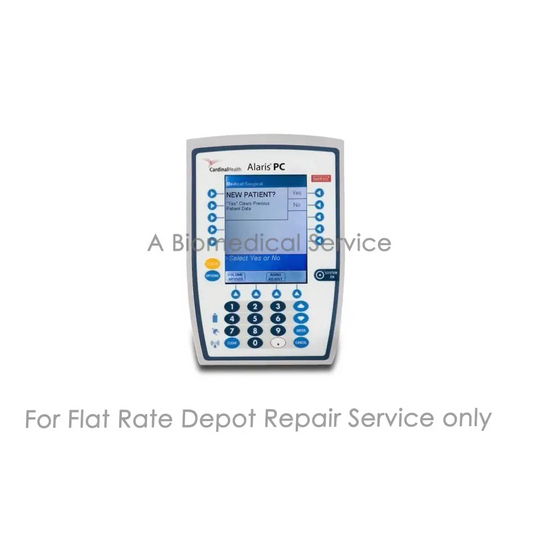 White and blue cardinalhealth alaris pc medical infusion pump with touchscreen showing patient data for carefusion alaris pcu repair service