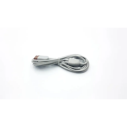 Gray carefusion vital signs cardiac output adapter cable with rectangular connector and white plastic tie securing coil