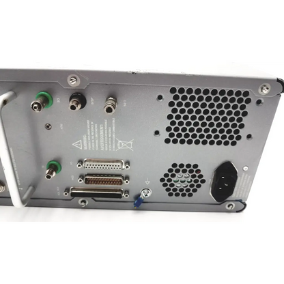 Gray metal industrial carefusion vmax encore analyzer assembly with multiple ports and ventilation grilles back view