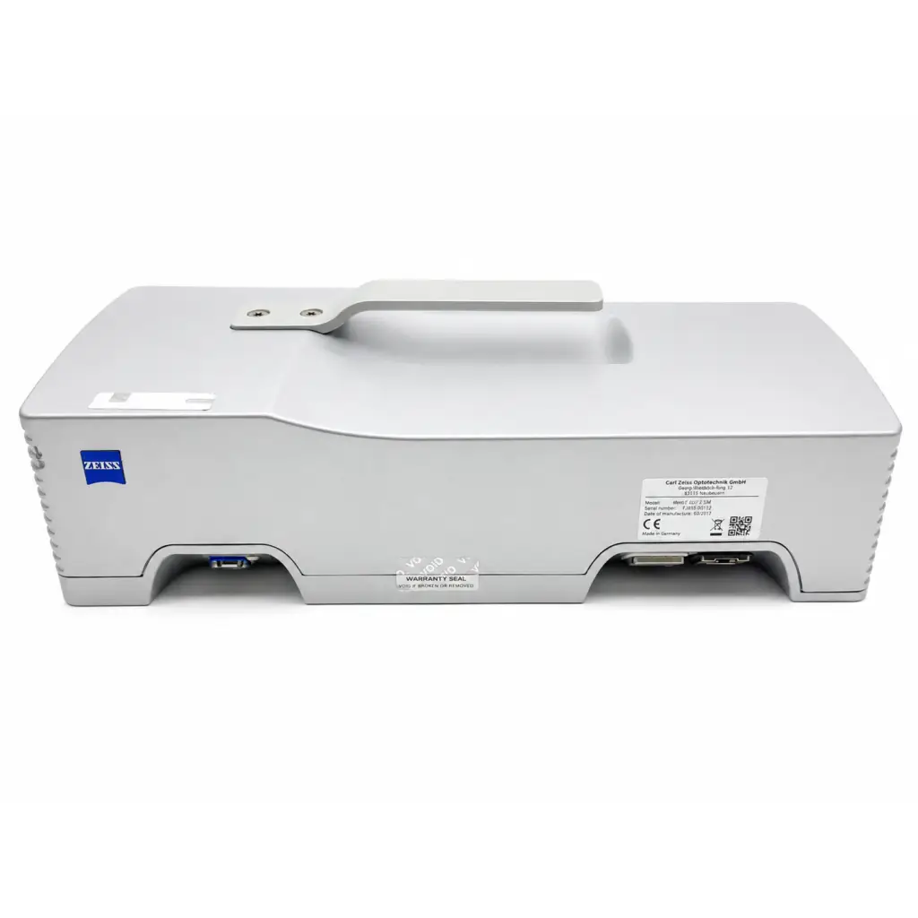 Silver metallic zeiss imager m200 microscope with integrated handle in biomed certified comet l3d 3d optical sensor