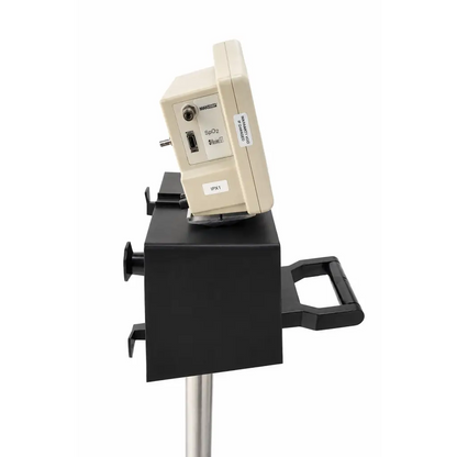 Beige cas 740 vital signs monitor with masimo set spo2 and black rolling stand for medical use