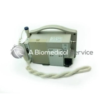 Beige casmed cas 740 vital signs monitor with coiled cable and integrated handle for portable vital signs tracking