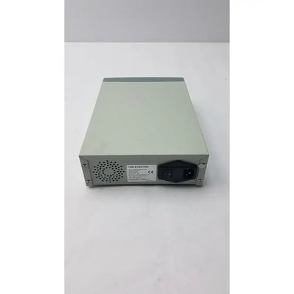 Gray metallic crr CBS Scientific EPS-300 IIV electrophoresis power supply back with black ac input plug and ventilation grille