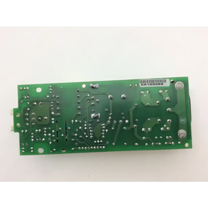 Green rectangular circuit board with silver soldered components and barcode label for celestica m3046-60002 power supply