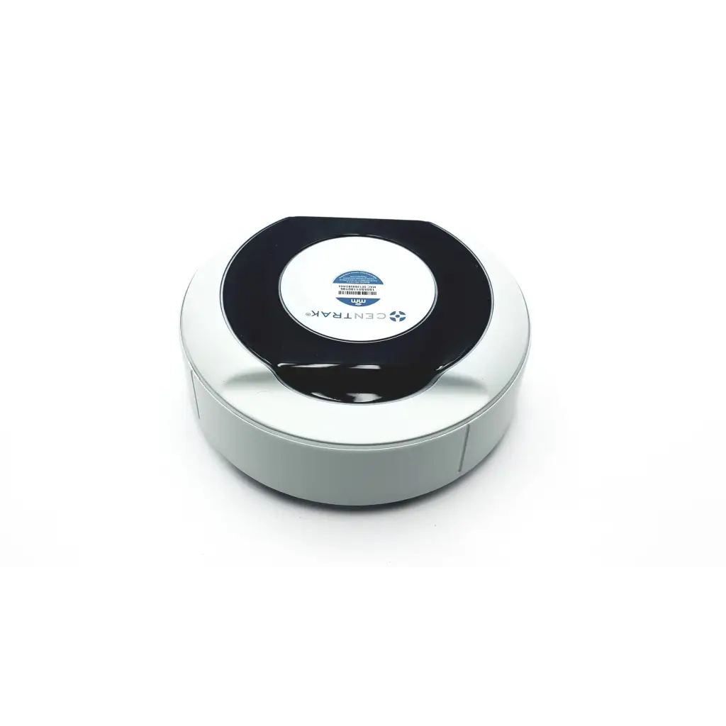 White and black circular centrak mm itdk-318 monitor with glossy finish and centrak logo on top surface
