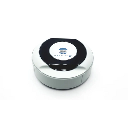 White and black circular centrak mm itdk-318 monitor with glossy finish and centrak logo on top surface