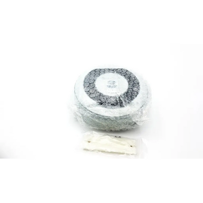 Silver circular air filter with white disc and black mesh wrapped in bubble wrap for centrak mm itdk-318 monitor ab3-6